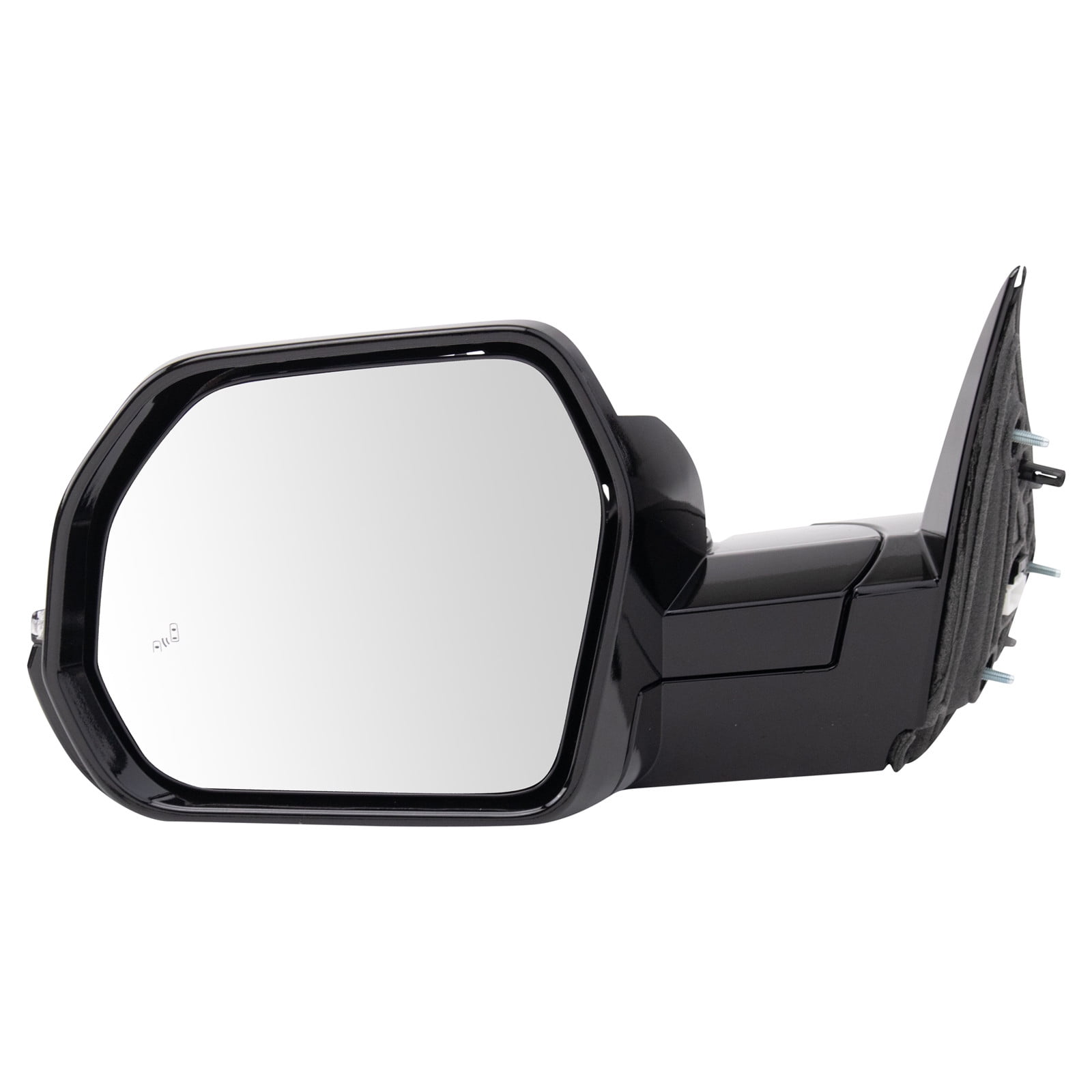 TRQ Left Driver Side Mirror Power Heated Manual Folding Smooth Black Cover Blind Spot Indicator Housing Turn Signal Fits 2022-2024 Toyota Tundra TO1320434