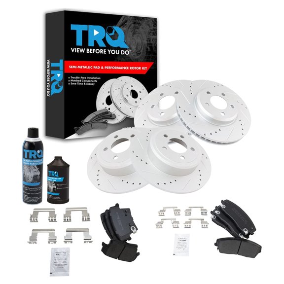 TRQ Metallic Brake Pad Performance Rotor Front Rear Kit w/Chemicals BKA16149 Fits select: 2013-2017 DODGE CHARGER SE, 2014 CHRYSLER 300C