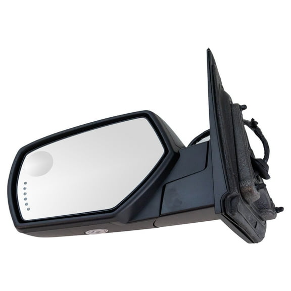 TRQ Left Mirror Power, Power Folding, with Reverse Gear Tilt-Down, with Textured Black Cover Driver Side Fits 14-19 Chevrolet GMC GM1320503