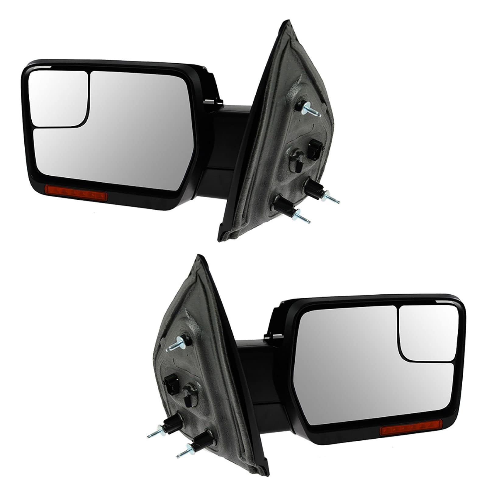 TRQ Mirror Power Folding Heated Puddle Signal Chrome & Textured Pair ...