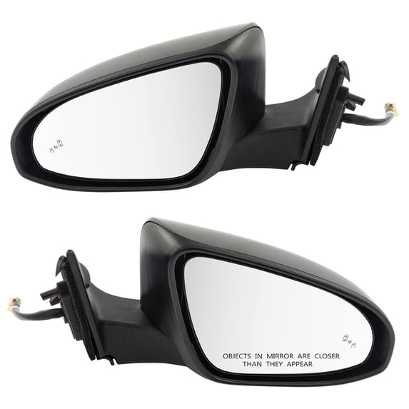 TRQ Mirror Power Heated Blind Spot Detection Smooth Black Pair Set for Camry New MRA04485 Fits select: 2016-2017 TOYOTA CAMRY