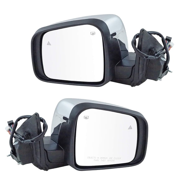 TRQ Mirror Power Heated Signal Memory Blind Spot Chrome Pair Set for Durango New MRA04438
