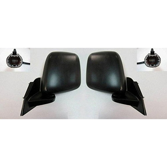 TRQ Mirror Power Heated Textured Black Convex Insert Pair Set for Nissan NV200 MRA09782