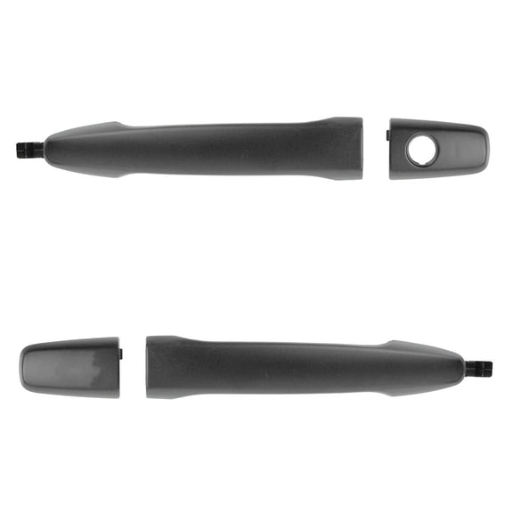TRQ Outside Door Handle Smooth Black Front Pair Set for Lancer Outlander Sport DHA35333