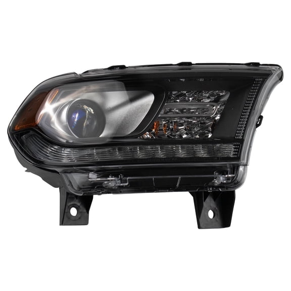 TRQ Passenger Side Headlight Halogen Black Bezel Assembly Fits 2014-2015 Dodge Durango With LED Daytime Running Light CH2503304