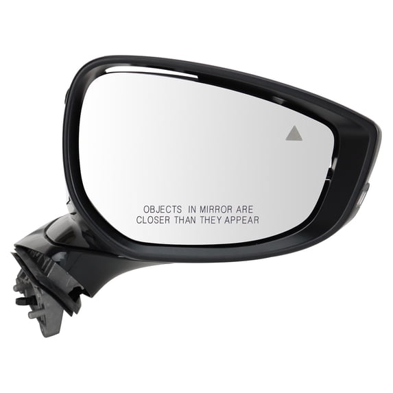 TRQ Passenger Side Power Heated Mirror Smooth Black Paint to Match Fits 2019-2021 Mazda 3 MA1321237