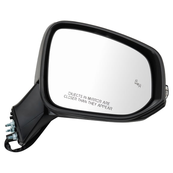 TRQ Passenger Side Power Heated Mirror Smooth Black without Puddle Light Fits 2019-2024 Toyota RAV4 2021-2024 RAV4 Prime TO1321384 TO1321388