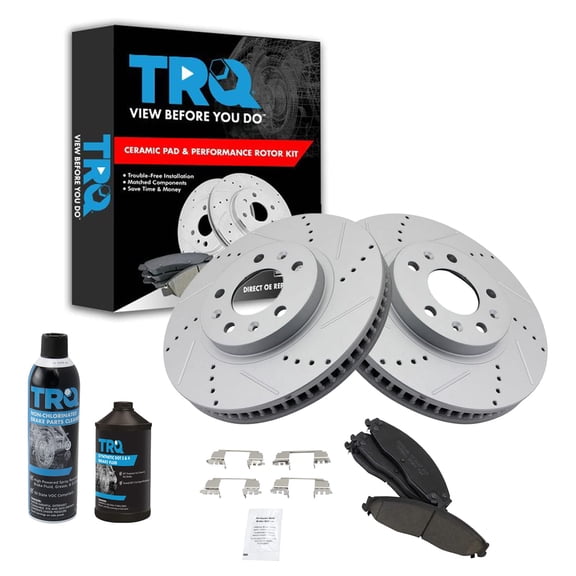 TRQ Performance Brake Rotor & Ceramic Pad Front Kit w/Chemicals for CTS BKA17312 Fits select: 2006-2007 CADILLAC CTS-V, 2003-2005 CADILLAC CTS