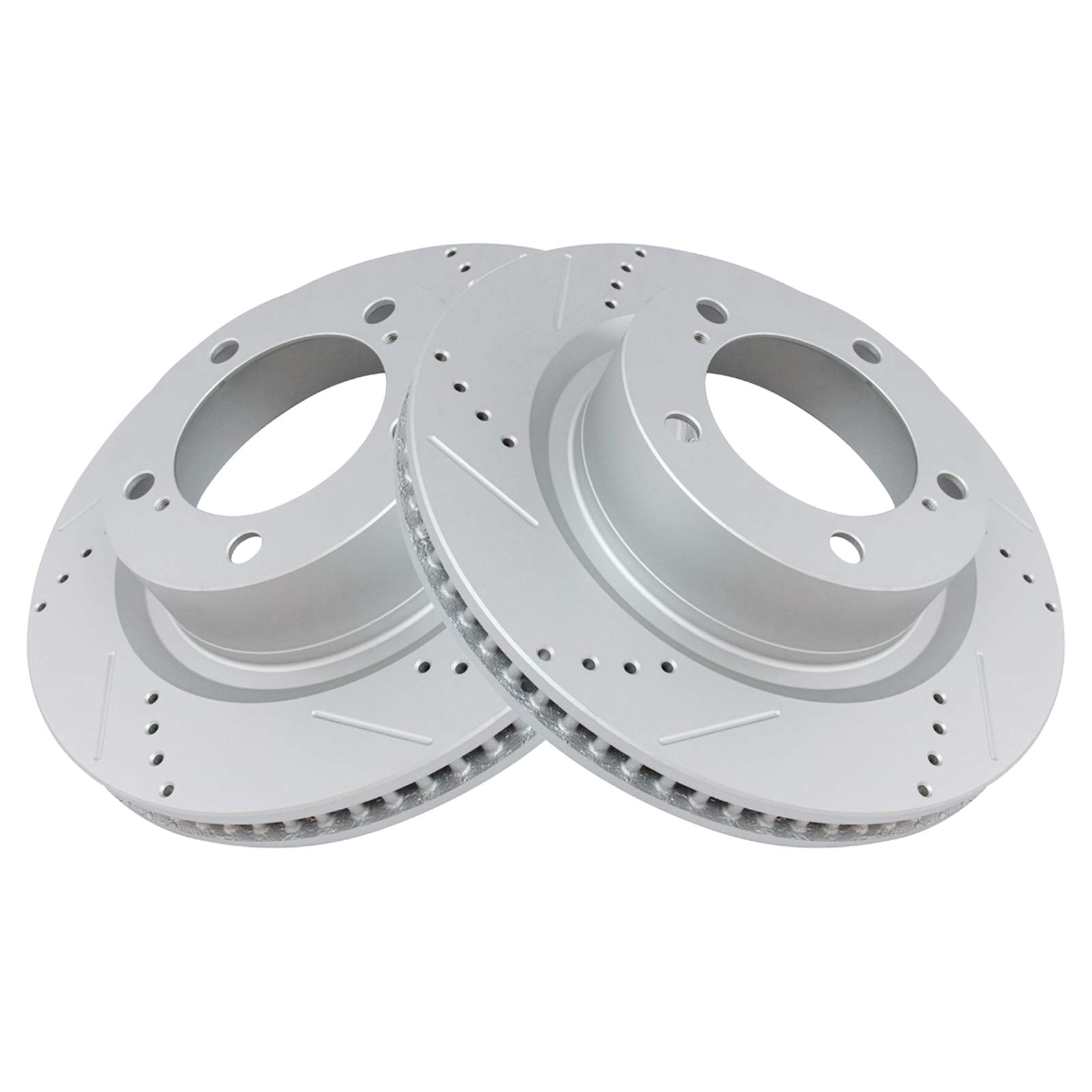 TRQ Performance Brake Rotor Drilled & Slotted Front Coated Pair for