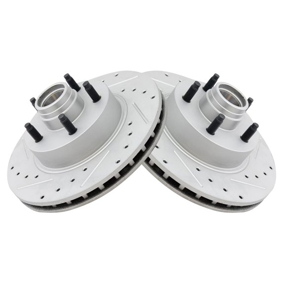 TRQ Performance Brake Rotor Drilled Slotted G-Coated Front Pair for Ford