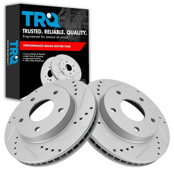 TRQ Performance Brake Rotor Drilled & Slotted G-Coated Front or Rear
