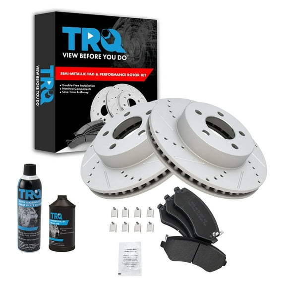 TRQ Performance Brake Rotor & Metallic Pad Front Kit w/Chemicals BKA16402 Fits select: 2002-2005,2007 JEEP LIBERTY