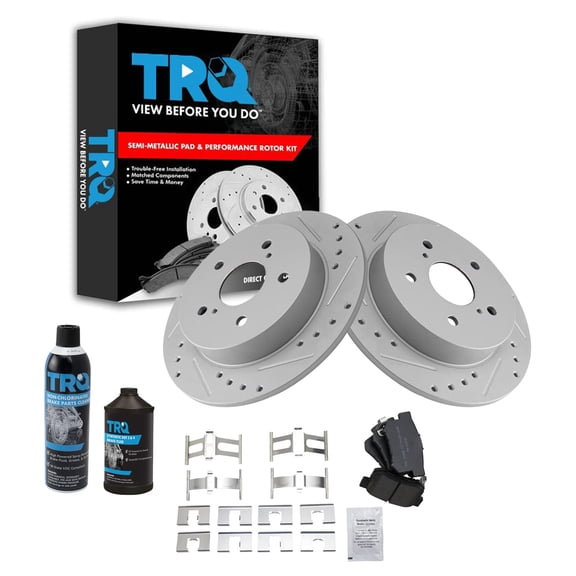 TRQ Performance & Brake Rotor & Metallic Pad Rear Kit w/Chemicals BKA16335 Fits select: 2007-2013 SUZUKI SX4