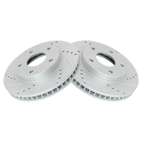 TRQ Performance Drilled & Slotted Front Coated Brake Rotor Pair for Blazer