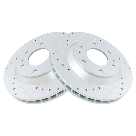 TRQ Performance Drilled Slotted Front Coated Brake Rotor Pair for Chevy SUV