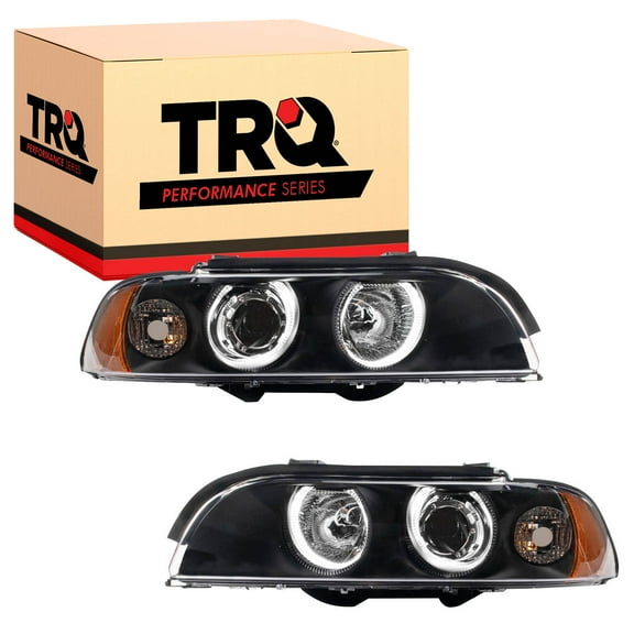 TRQ Performance Dual Halo Projector Euro Headlights Set for 97-00 BMW 528i 540i HLA71000