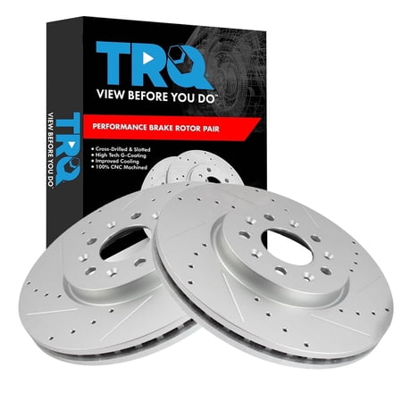 TRQ Performance Front Brake Rotors Set Premium G-Coated Slotted X Drilled Fits 16-18 Envision 18-21 Equinox 17-19 LaCrosse 18-20 Regal Sportback Regal TourX Terrain