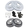 thumbnail image 1 of TRQ Performance Front and Rear Brake Pad & Rotor,Shoe & Drum Kit BKA36354 Fits Select 2007-2008 Chevrolet Cobalt , 2007-2008 Pontiac G5 , 2003-2007 Saturn Ion, 1 of 4