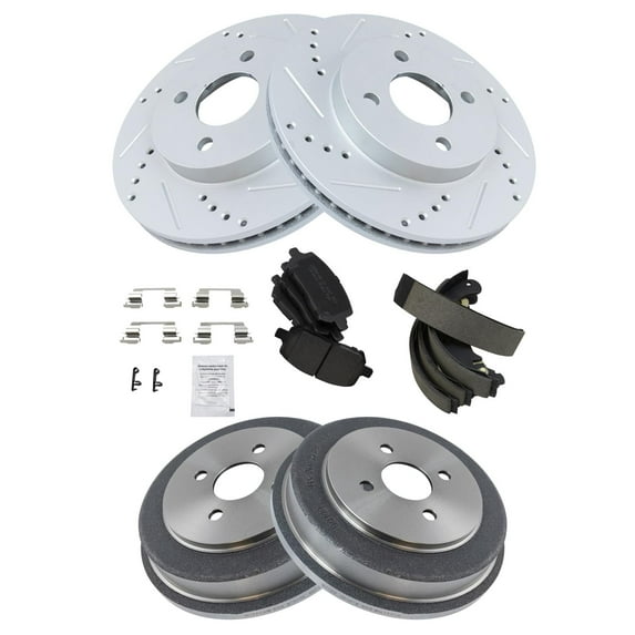TRQ Performance Front and Rear Brake Pad & Rotor,Shoe & Drum Kit BKA36354 Fits Select 2007-2008 Chevrolet Cobalt , 2007-2008 Pontiac G5 , 2003-2007 Saturn Ion