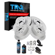 TRQ Front and Rear Performance Brake Pad & Rotor Kit; with Chemical Kit Ceramic Premium G-Coated Fits 2015-2019 Subaru WRX