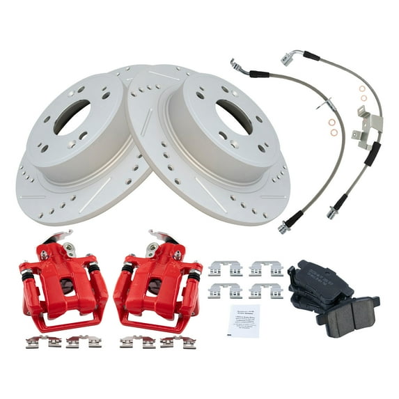 TRQ Performance Rear Brake Pad & Rotor Kit BKA33793 Fits Select 2008-2012 Honda Accord , 2009-2014 Acura TSX
