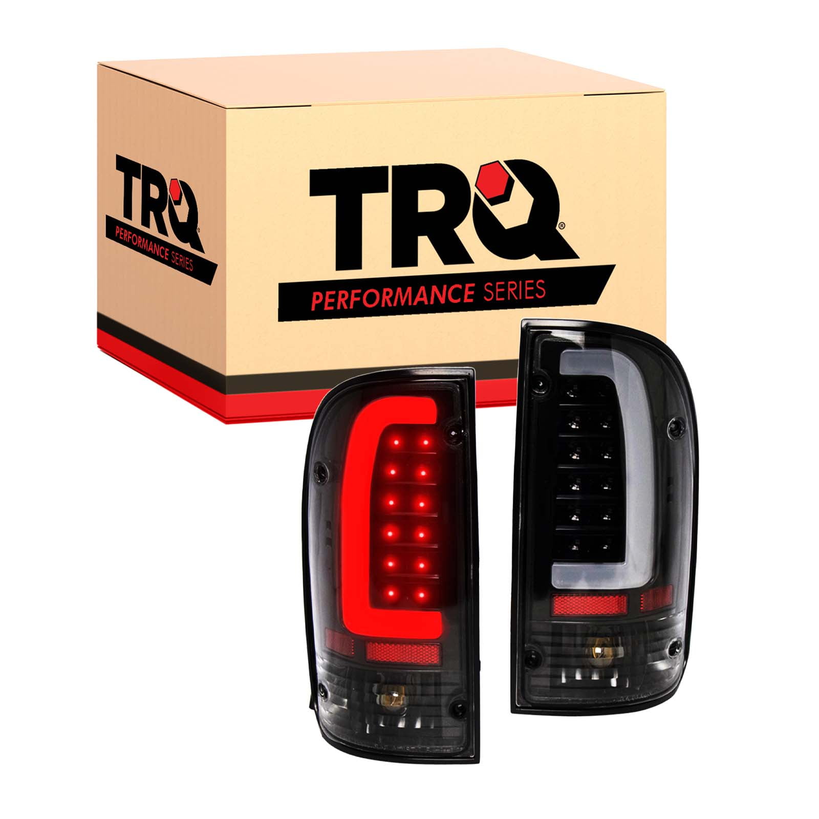 TRQ Performance Tail Light Clear Lens Black Housing LED C Tube Bar for Tacoma LTA71062