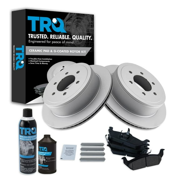 TRQ Posi Ceramic Brake Pad Coated Rotor Kit Rear Kit w/Chemicals BKA24342 Fits select: 2004-2011 FORD F150, 2006-2008 LINCOLN MARK LT