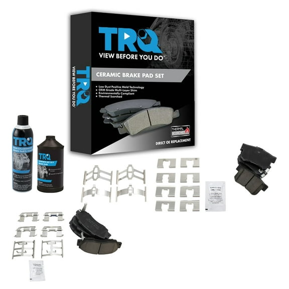 TRQ Premium Posi Ceramic Brake Pad Kit Front & Rear Kit w/Chemicals BFA15189