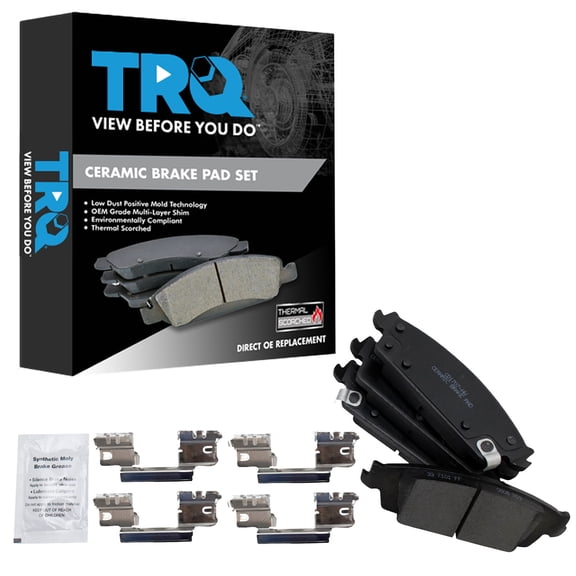 TRQ Rear Posi Ceramic Brake Pad Kit Set Fits Escalade / Escalade ESV / Sierra 1500 / Silverado 1500 / Suburban / Tahoe / Yukon/ Yukon XL