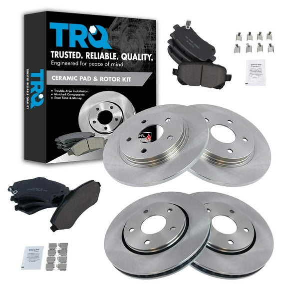 TRQ Premium Posi Ceramic Brake Pad Rotor Kit Front Rear Fits Select Chrysler Dodge