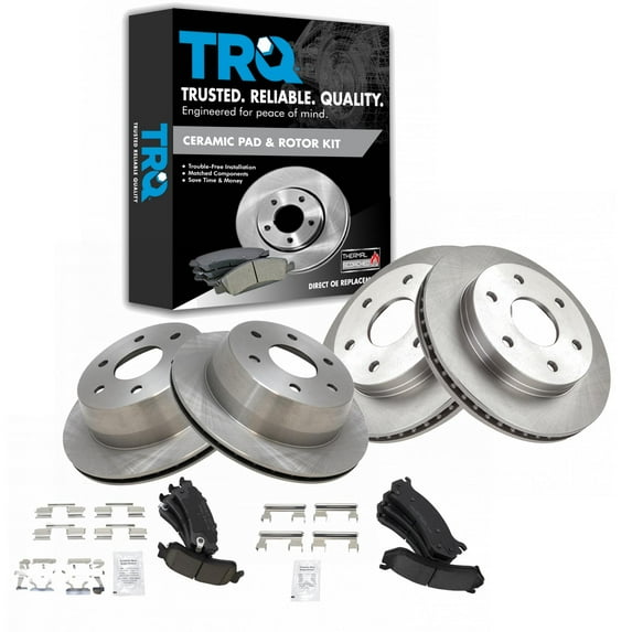 TRQ Premium Posi Ceramic Disc Brake Pad & Rotor Kit Front Rear Fits Select GM