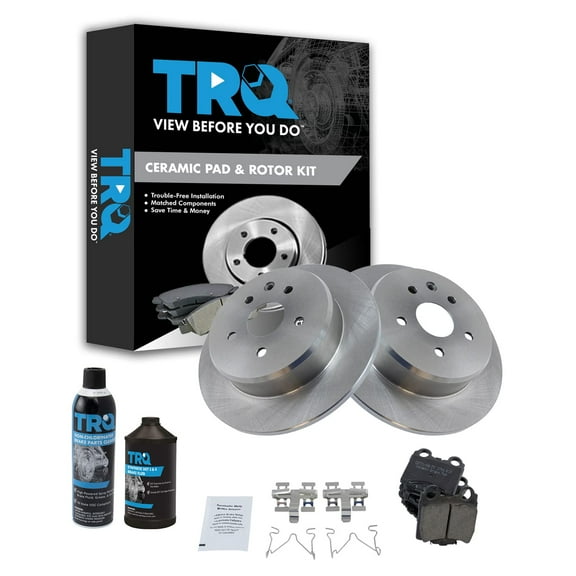 TRQ Premium Posi Ceramic Pad & Disc Brake Rotor Rear Kit w/Chemicals for Lexus BKA18252 Fits select: 1998-2005 LEXUS GS