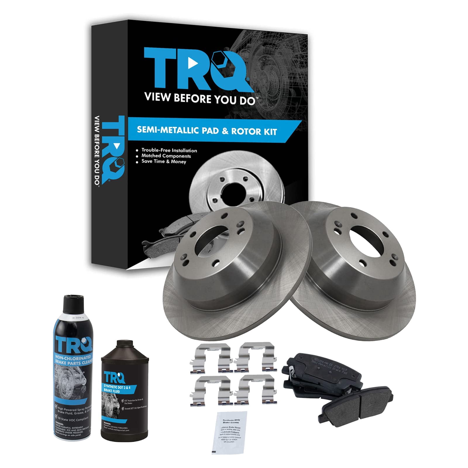 TRQ Premium Posi Rear Metallic Brake Pad & Rotor Kit w/Chemicals for ...
