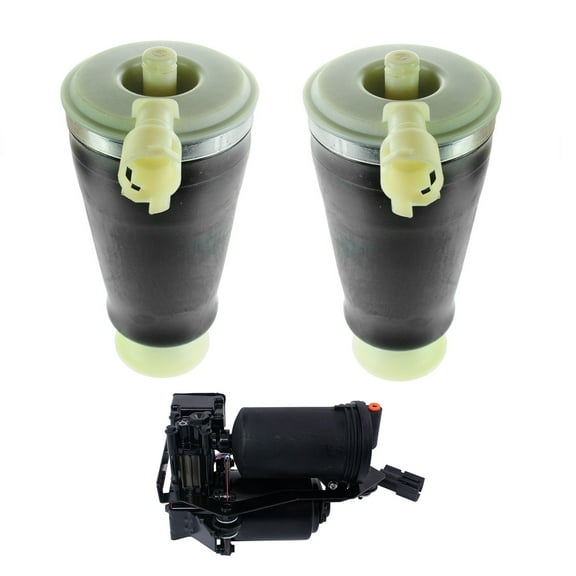 TRQ Rear Air Suspension Spring Bag Compressor Kit Set 3pc for Crown Vic Town Car PAA80099