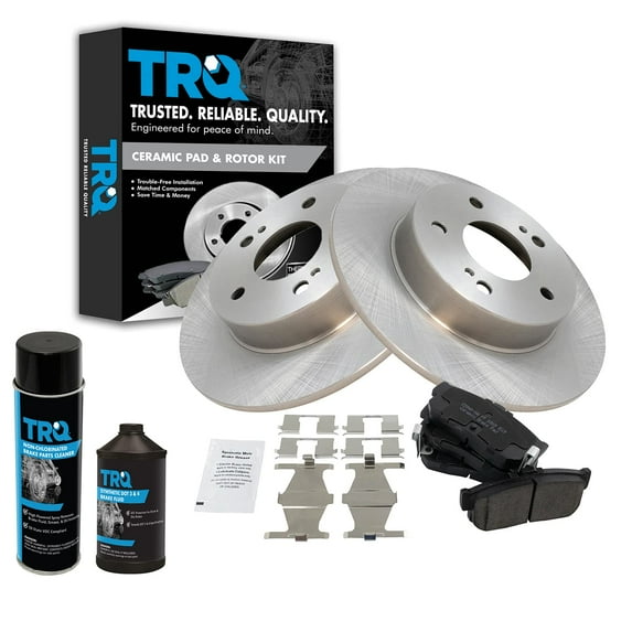 TRQ Rear Back Ceramic Brake Pad & Rotor s Kit w/Fluids for Maxima Infiniti I30 BKA18287 Fits select: 1994-2001 NISSAN MAXIMA