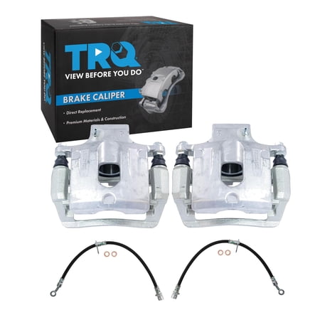 TRQ Rear Brake Caliper Set Brake Hose Compatible with 04-07 Buick 02-09 Chevrolet GMC 03-08 Isuzu 02-04 Oldsmobile 05-09 Saab