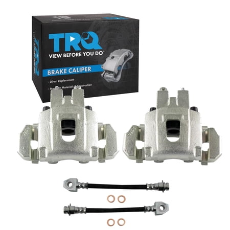 TRQ Rear Brake Caliper Set Brake Hose Compatible with 1999-2004 Jeep Grand Cherokee