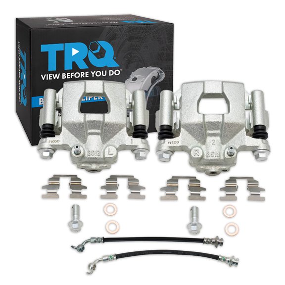 TRQ Rear Brake Caliper Set Brake Hose Compatible with 2002-2006 Nissan Altima 2004-2006 Maxima