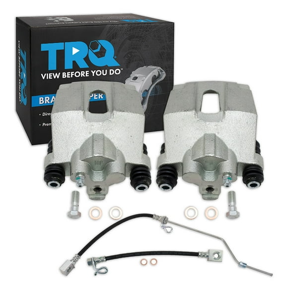 TRQ Rear Brake Caliper Set Brake Hose Compatible with 2004-2008 Ford F-150 2006-2007 Lincoln Mark LT