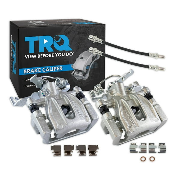 TRQ Rear Brake Caliper Set Brake Hose Compatible with 2005-2007 Ford Five Hundred Freestyle Mercury Montego