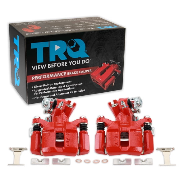 TRQ Rear Brake Caliper Set Painted Red Brackets Fits 1994-2001 Acura Integra 1992-2000 Honda Civic 1993-1997 Civic del Sol