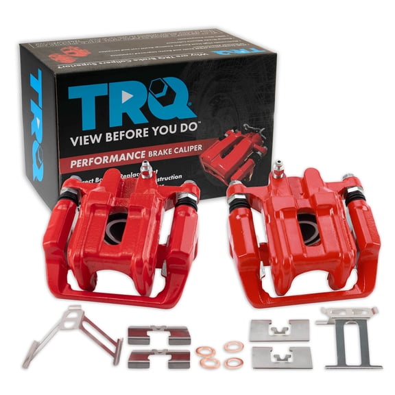 TRQ Rear Brake Caliper Set Painted Red Brackets Fits 2001-2003 Acura CL 1999-2008 TL 2003-2011 Honda Element