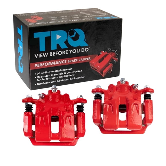 TRQ Rear Brake Caliper Set Painted Red Brackets Fits 2005-2010 Honda Odyssey