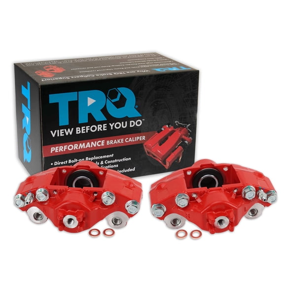 TRQ Rear Brake Caliper Set Painted Red Brackets Fits 2006-2007 Subaru Impreza