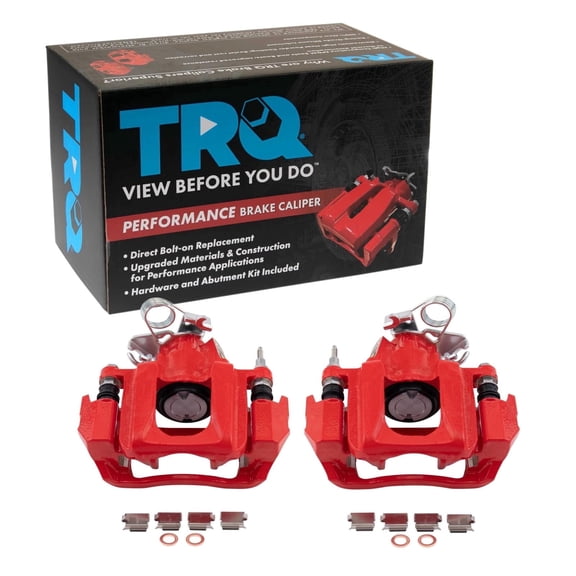 TRQ Rear Brake Caliper Set Painted Red Brackets Fits 2011-2014 Ford Edge 2011-2015 Lincoln MKX