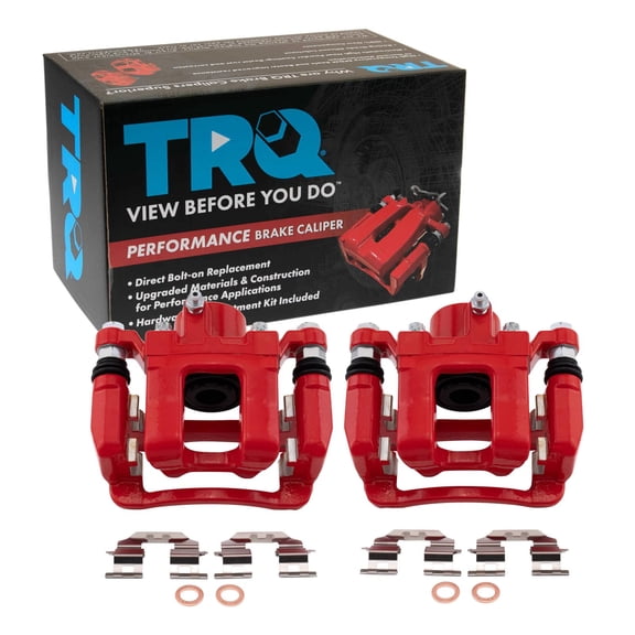 TRQ Rear Brake Caliper Set Painted Red Brackets Fits 2011-2015 Hyundai Sonata 2011-2015 Kia Optima