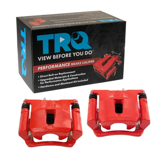 TRQ Rear Brake Caliper Set Painted Red Brackets Fits 2015-2019 Chevrolet Colorado 2015-2019 GMC Canyon