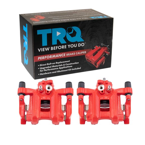 TRQ Rear Brake Caliper Set Painted Red Brackets Fits 2016-2019 Honda Civic