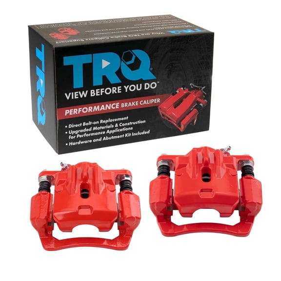 TRQ Rear Brake Caliper Set Painted Red Brackets Fits 2016-2019 Subaru Crosstrek 2014-2018 Forester 2012-2019 Impreza 2013-2015 XV Crosstrek