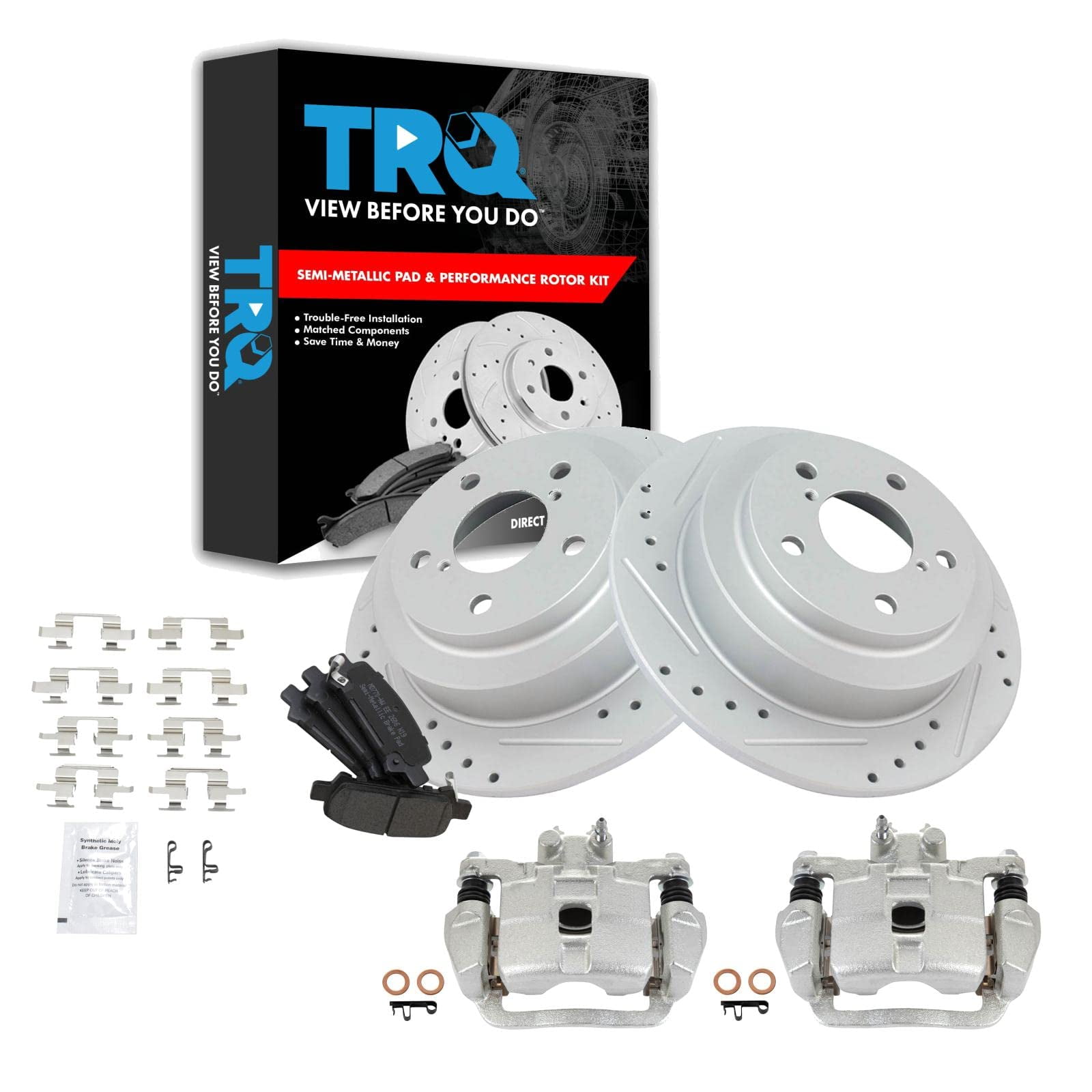 TRQ Rear Performance Brake Pad & Rotor Kit Brake Caliper Brake Pads ...